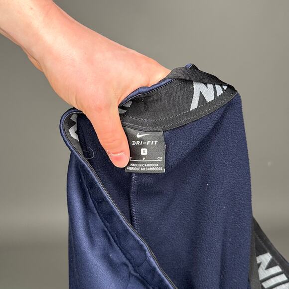 Nike Sweatpants Navy Blue Polyester Joggers White Swoosh Dri Fit - Picture 4 of 4